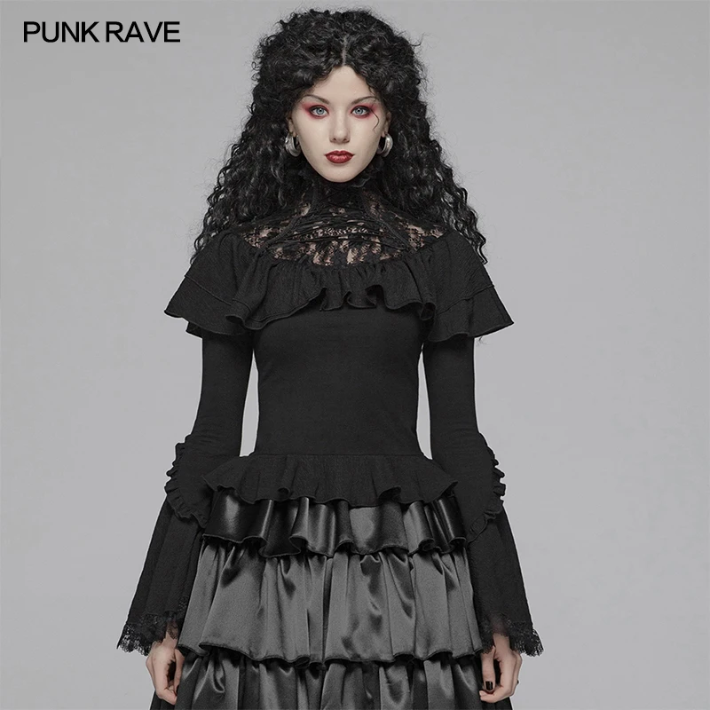 PUNK RAVE Women's Lolita Lace Turtleneck Elastic Knitted T-shirt Gothic Fashion Party Club Sexy Tops Long Sleeve Shirt Women
PUNK RAVE Women's Lolita Lace Turtleneck Elastic Knitted T-shirt Gothic Fashion Party Club Sexy Tops Long Sleeve Shirt Women