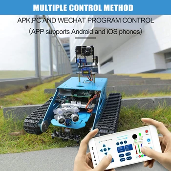 WiFi Tank Smart Robot Kit Wireless Video Programming DIY Robot Kit Video Transmission Ultrasonic Sensor Compatible Pi 4B / 3B+
WiFi Tank Smart Robot Kit Wireless Video Programming DIY Robot Kit Video Transmission Ultrasonic Sensor Compatible Pi 4B / 3B+