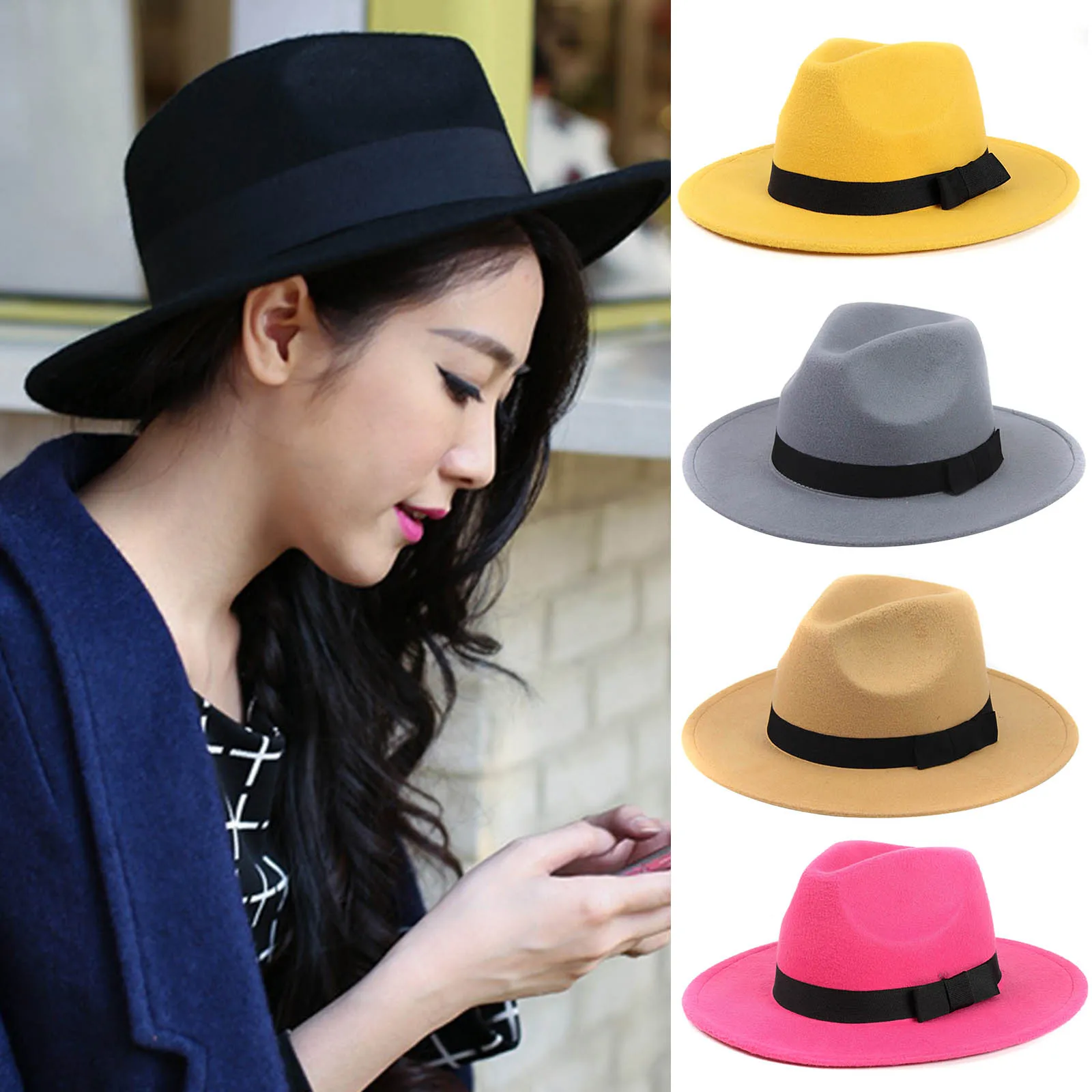 Women's Stylish Top Hat Crushable Wool Felt Outback Hat British Style Headgear Wide Brim Belt Cap TC21
Women's Stylish Top Hat Crushable Wool Felt Outback Hat British Style Headgear Wide Brim Belt Cap TC21