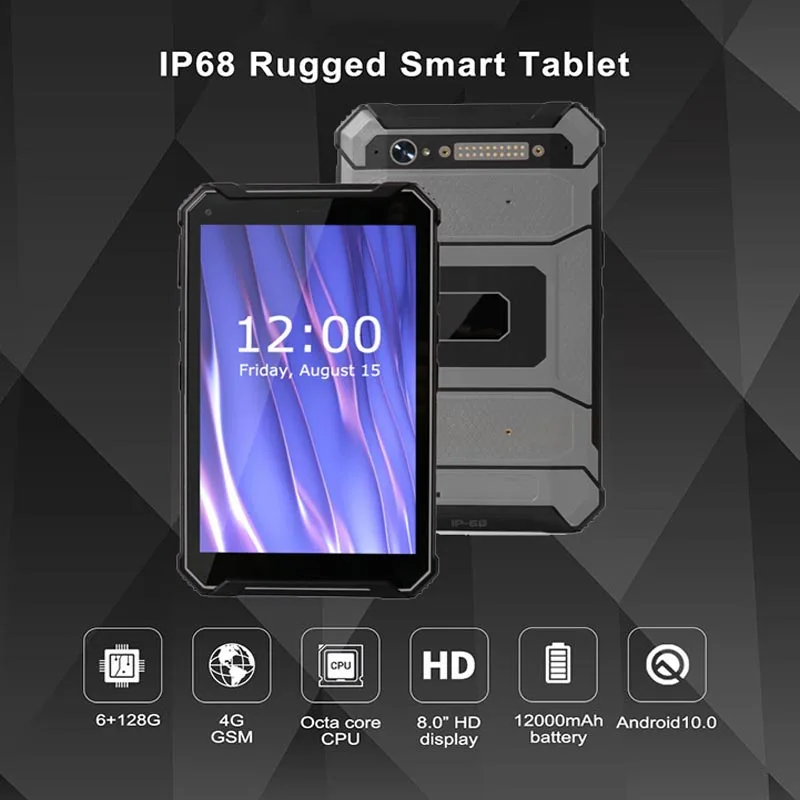 Прочный компьютер на базе Android 10 0 со сканером штрих-кода IP68 6 ГБ ОЗУ 128 Гб ПЗУ NFC 1000