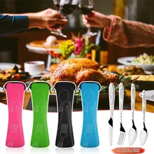 Tableware-Case-Kit Painting-Fork Camping-Tools Stainless-Steel Portable Dinner Flower Tableware-Case-Kit Painting-Fork Camping-Tools Stainless-Steel Portable Dinner Flower