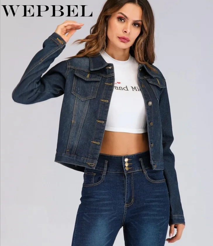 WEPBEL Autumn Solid Color Slim Fit Denim Jacket Women's Long Sleeve Single Breasted Turn-down Collar Pocket Stitching Jacket
WEPBEL Autumn Solid Color Slim Fit Denim Jacket Women's Long Sleeve Single Breasted Turn-down Collar Pocket Stitching Jacket