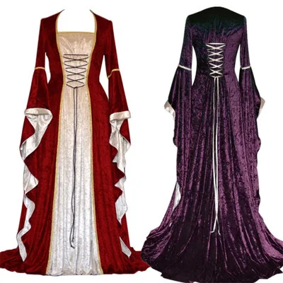 

Women Medieval Ladies Retro Party Dress Halloween Costume Cosplay Court Noble Robe Ancient Bell Sleeve Princess Costume Vestidos