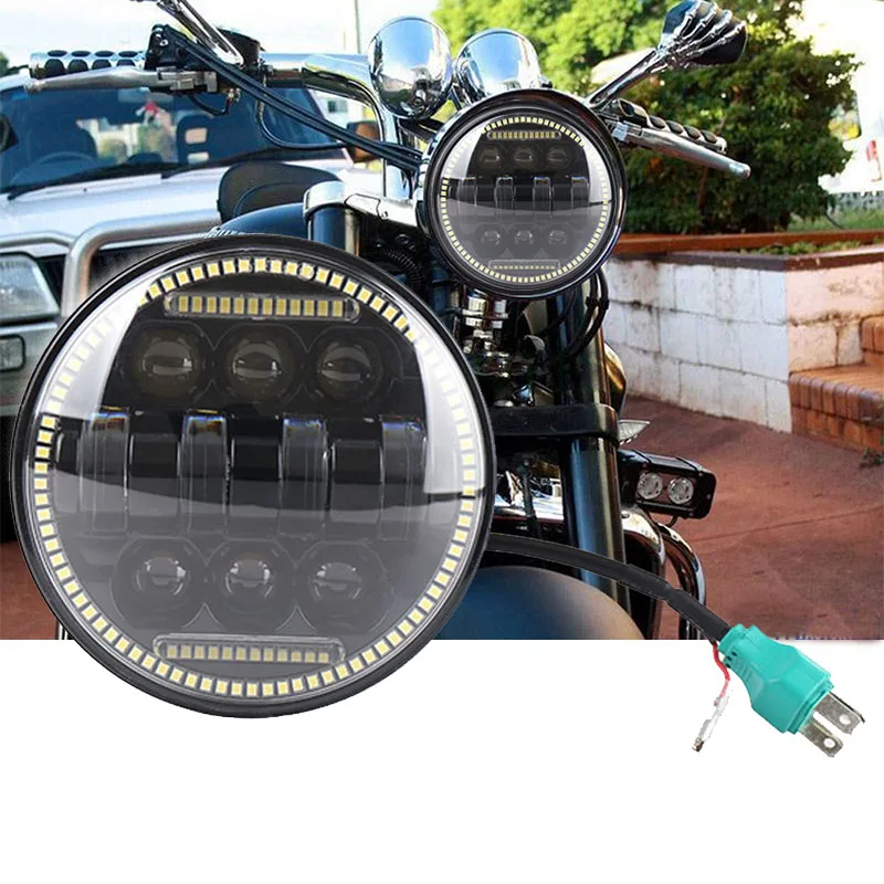 Motorcycle LED Headlight 5.75inch Projection Headlamp Hi Low bean with DRL For Sportster Dyna Rider Super Wide Glide |
