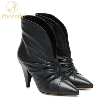 Phoentin Sexy Pointed Toe Ankle Boots for woman Pleated Genuine Leather Slip-On Booties Retro Red Black White shoes FT1210
Phoentin Sexy Pointed Toe Ankle Boots for woman Pleated Genuine Leather Slip-On Booties Retro Red Black White shoes FT1210