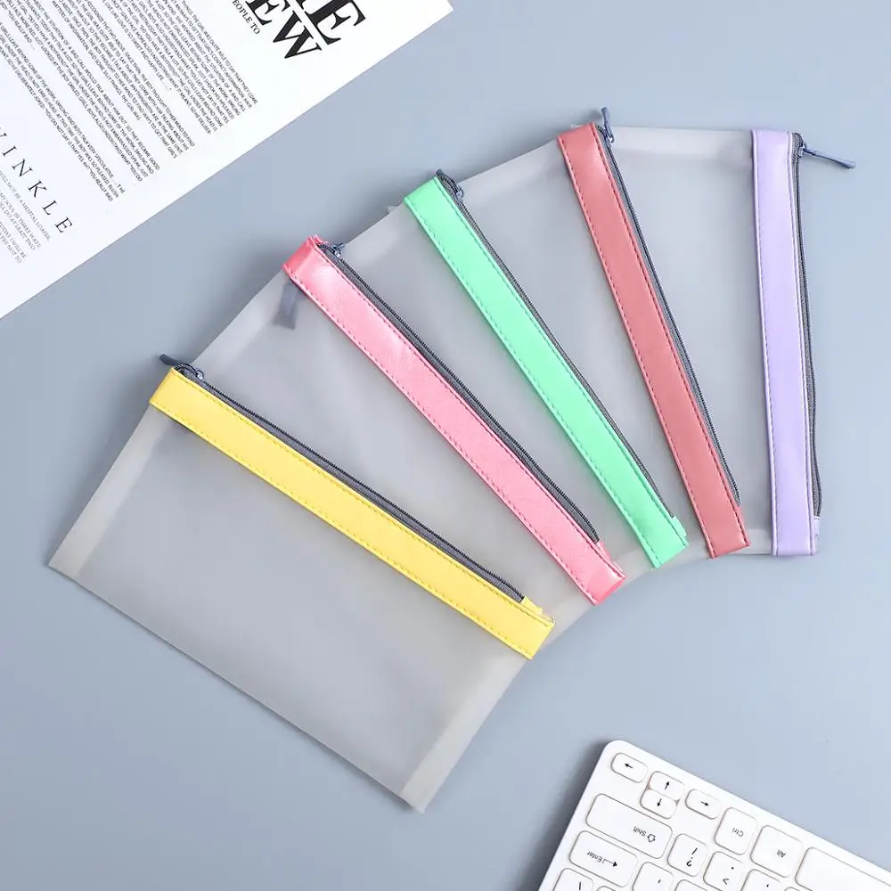 1pc Frosted Translucent Zipper Pencil Case Stationery bag Creative Simple Large Capacity PU Pencil Case Cute school Supplies 
1pc Frosted Translucent Zipper Pencil Case Stationery bag Creative Simple Large Capacity PU Pencil Case Cute school Supplies
