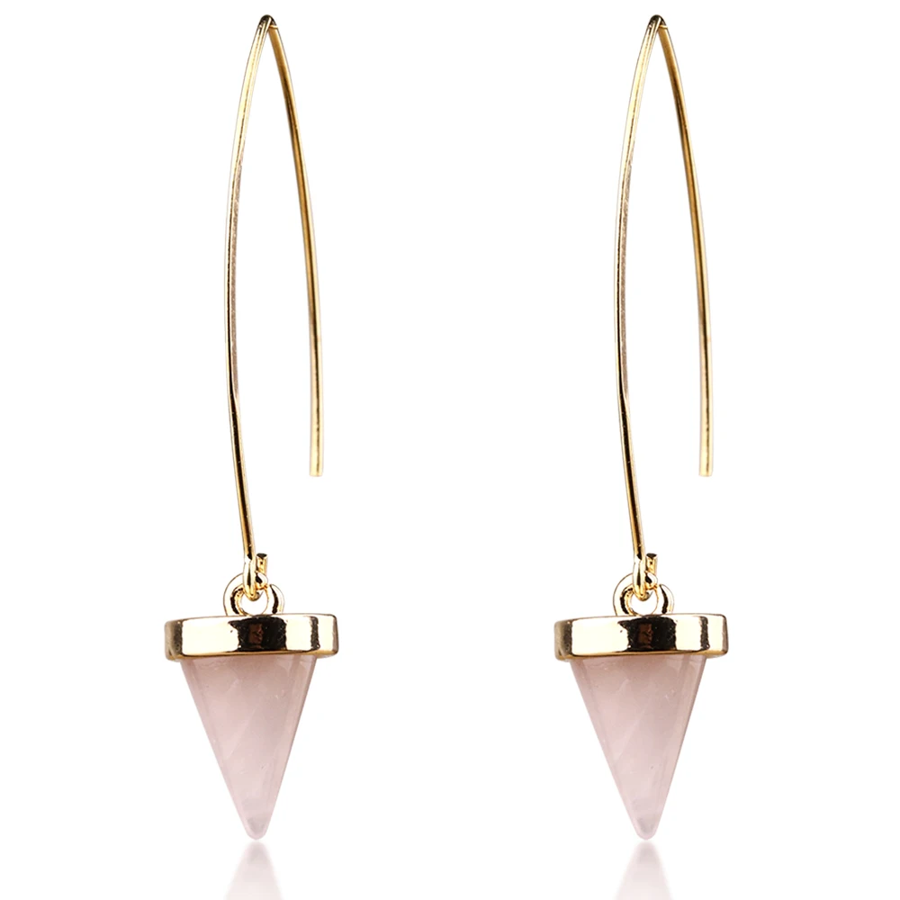 Natural Crystal Pink Quartz Dangle Earrings Gold Color Ear Hook Earrings For Women Jewelry
Natural Crystal Pink Quartz Dangle Earrings Gold Color Ear Hook Earrings For Women Jewelry