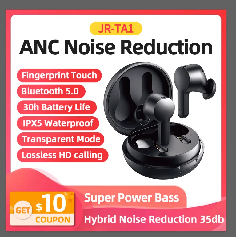 Joyroom TA1 Active Noise Cancelling TWS Wireless Earphone Earbuds ANC On/ Off Mode 35dB ANC Depth Feedforward + Feedback Hybrid
Joyroom TA1 Active Noise Cancelling TWS Wireless Earphone Earbuds ANC On/ Off Mode 35dB ANC Depth Feedforward + Feedback Hybrid