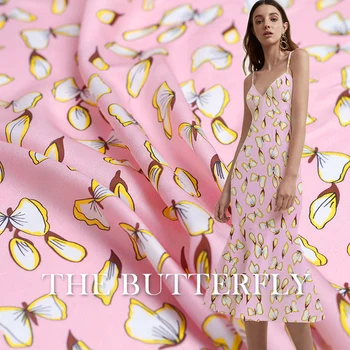 White waxberry 12momme pink butterfly printed crepe de chine silk 100% silk summer dress DIY clothes fabrics Freeshipping
White waxberry 12momme pink butterfly printed crepe de chine silk 100% silk summer dress DIY clothes fabrics Freeshipping