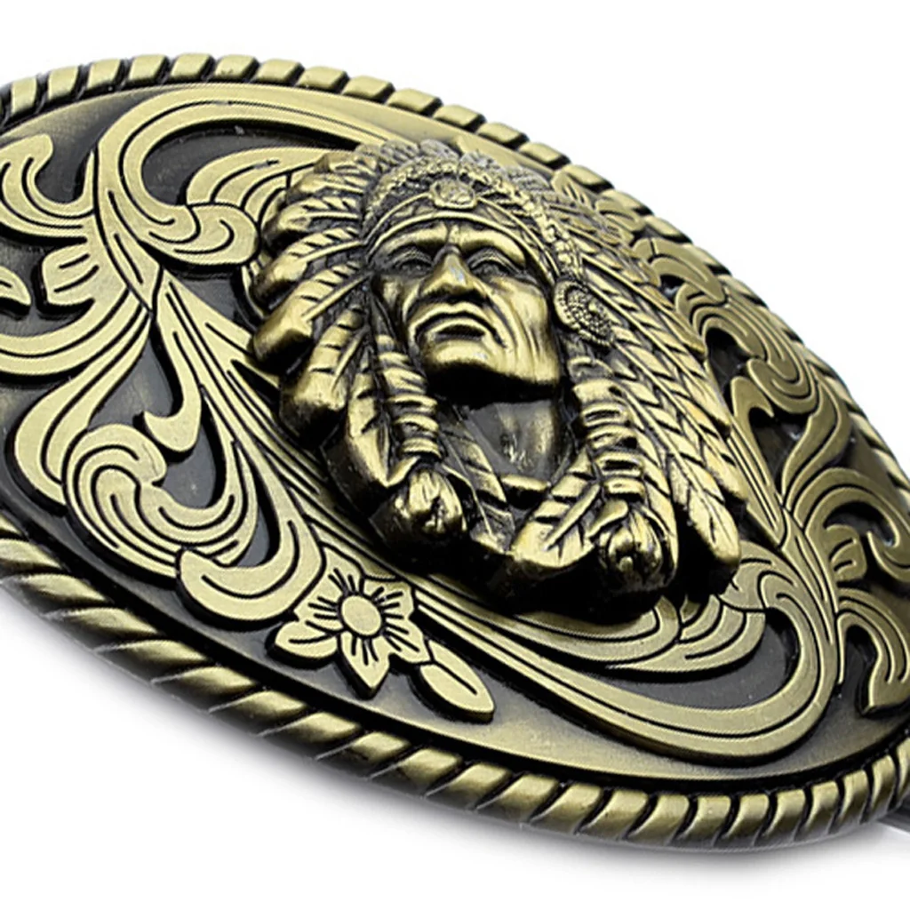 Vintage Antique Bronze Indian Chief Head Belt Buckle for Leather Belt Vintage Antique Bronze Indian Chief Head Belt Buckle for Leather Belt