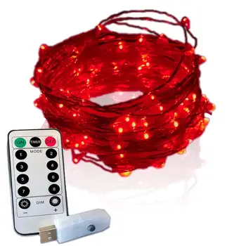 Red USB Fairy LED String Lights. Multiple Firefly Modes with Included Remote. (1-Pack) jk829
Red USB Fairy LED String Lights. Multiple Firefly Modes with Included Remote. (1-Pack) jk829