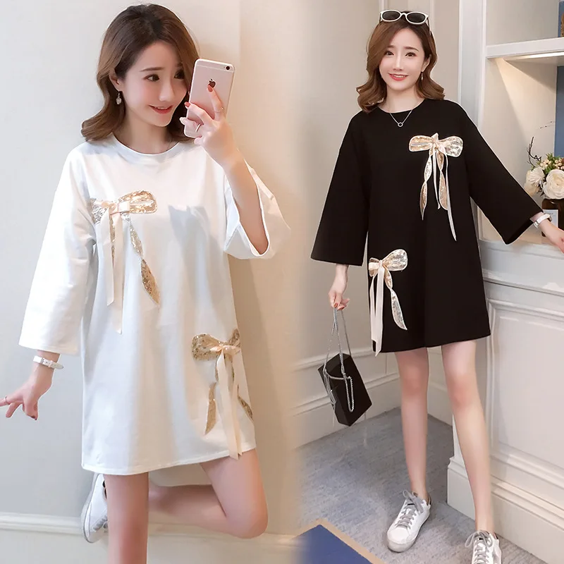 Spring Summer New Style 2019 Maternity Clothes Mid-length by Age Bow T-shirt Loose And Plus-sized Dress
Spring Summer New Style 2019 Maternity Clothes Mid-length by Age Bow T-shirt Loose And Plus-sized Dress