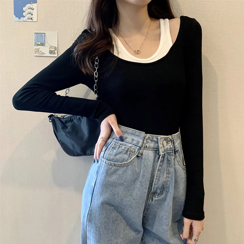 Plus size Women's Tops Autumn Winter New 2020 Fake two Splicing bare shoulder bottom Black Long Sleeve Casual Tshirt 922i
Plus size Women's Tops Autumn Winter New 2020 Fake two Splicing bare shoulder bottom Black Long Sleeve Casual Tshirt 922i