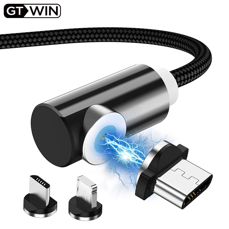 GTWIN Magnetic USB Cable 90 Degree Micro USB Cable Android Mobile Phone Charging Cord For iPhone Samsung Magnet Type C Cable
GTWIN Magnetic USB Cable 90 Degree Micro USB Cable Android Mobile Phone Charging Cord For iPhone Samsung Magnet Type C Cable