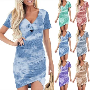 S-XXXXXL Summer Women Bow Decoration Tie Dye Printed Short Sleeve V Neck Irregular Hem Short Dress
S-XXXXXL Summer Women Bow Decoration Tie Dye Printed Short Sleeve V Neck Irregular Hem Short Dress