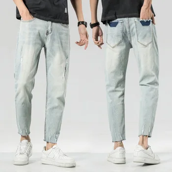 Jeans Men Spring and Summer New jeans Men's Korean version of the trendy Elastic Drawstring Men's cropped pants
Jeans Men Spring and Summer New jeans Men's Korean version of the trendy Elastic Drawstring Men's cropped pants