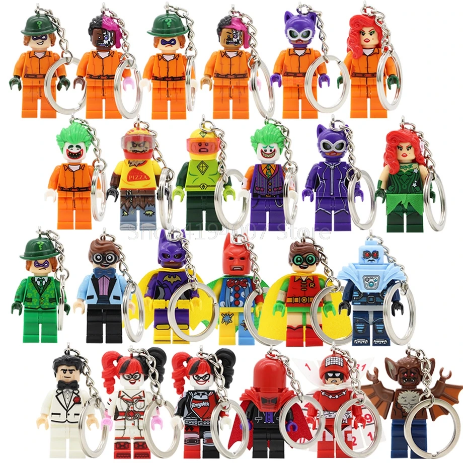 

Batman Single Sale Keychain Two-Face Harle Quinn Joker Mr Freeze Catwoman Riddler Super Hero Building Blocks Toys Legoing