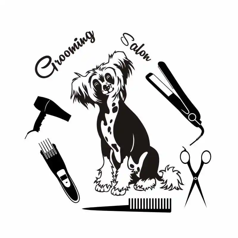 DCTAL Yorkshire Terrier Dog Grooming Salon Pet Shop Sticker Decal Posters Vinyl Wall Art Decals Parede Decor Mural