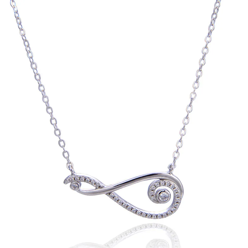 

Ожерелье с подвеской с волнистым цирконием, Модная бижутерия из стерлингового серебра 925 пробы, ювелирные изделия в подарок