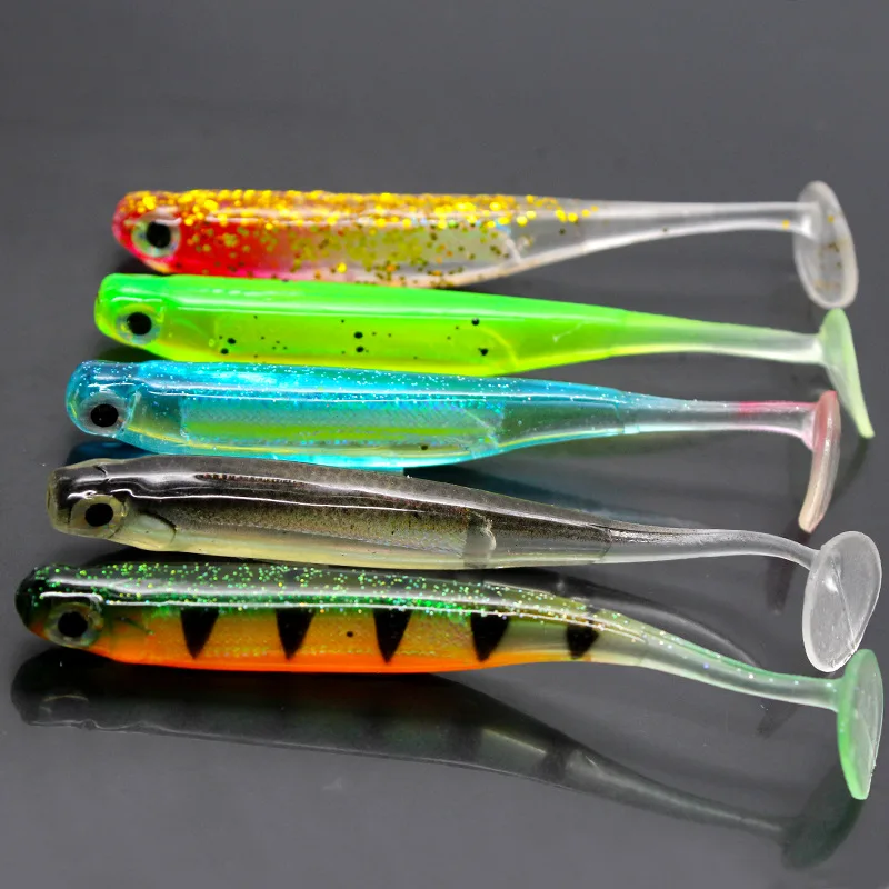 

5pcs/Lot Jigging Wobblers Fishing Lure 9cm 7cm 2g 5g shad T-tail soft bait Aritificial Silicone Lures Bass Pike Fishing Tackle