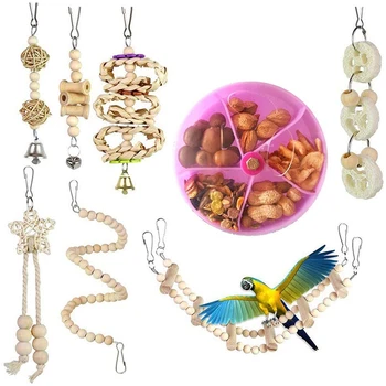 8 Pcs Bird Foraging Chewing Toys, Pet Parrot Cage Creative Hanging Bell Hammock Swing Toy 
8 Pcs Bird Foraging Chewing Toys, Pet Parrot Cage Creative Hanging Bell Hammock Swing Toy