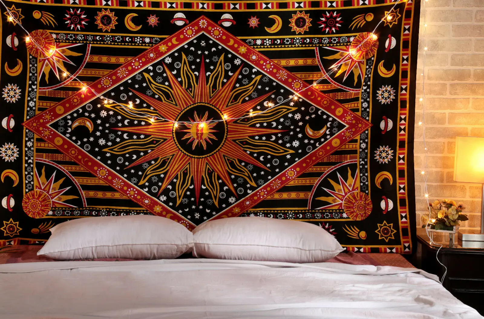 

2019 Vintage Sun Moon Stars Planet Tapestry Bohemian Indian Hippie Dorm Decor Wall Hanging