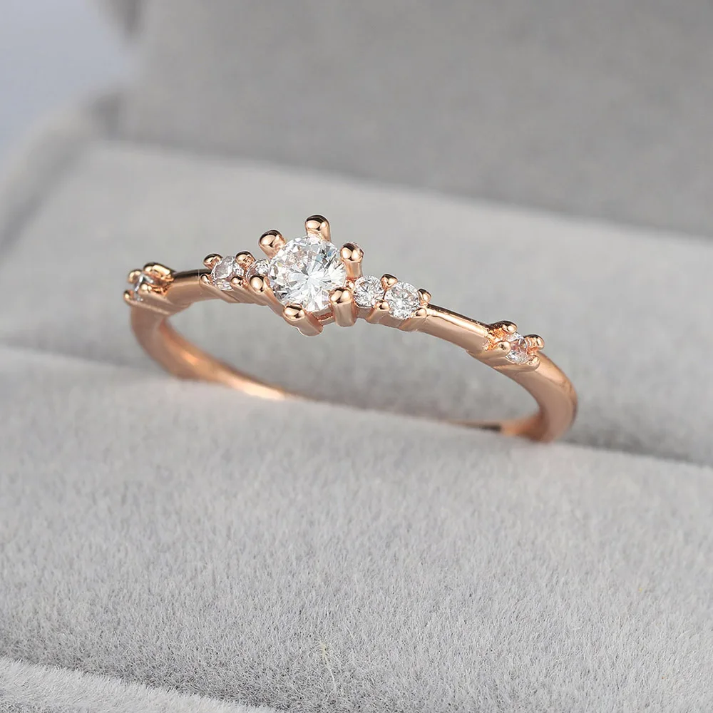 Маленькие кристаллические тонкие кольца для женщин отправка цвета розового