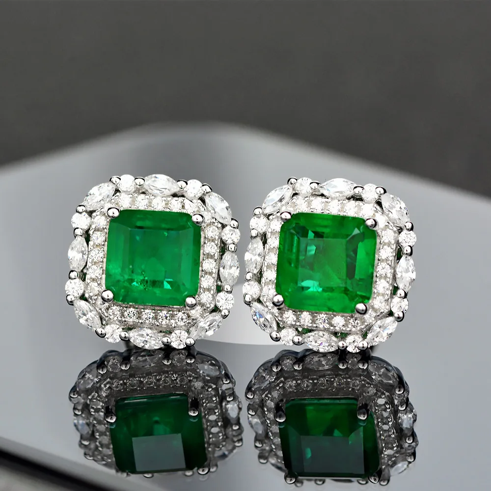 CMajor Sterling Silver Solid S925 Fine Jewelry Retro Fashion Emerald Square Cubic Zircon Classic Stud Earrings for Women
CMajor Sterling Silver Solid S925 Fine Jewelry Retro Fashion Emerald Square Cubic Zircon Classic Stud Earrings for Women