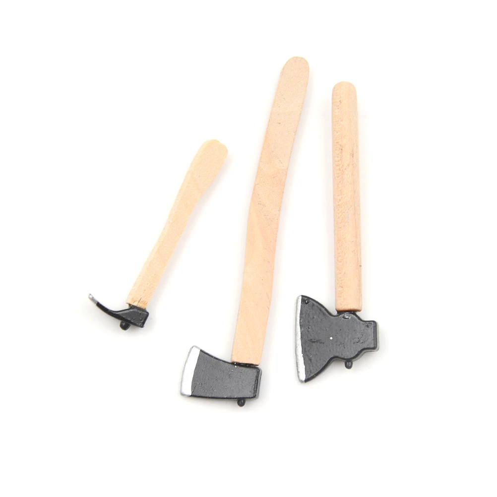 

3Pcs/lot Dollhouse Miniature 1:12 Toy 3 Pieces Of Tools Axe Hammer Wholesale