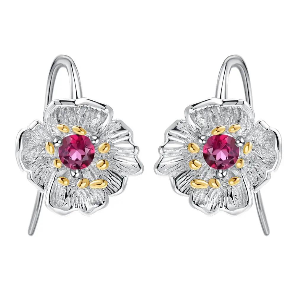 GEM'S BALLET 925 Sterling Silver Handmade Dangle Earrings for Women Natural Rhodolite Garnet Blooming Poppies Flower Earrings
GEM'S BALLET 925 Sterling Silver Handmade Dangle Earrings for Women Natural Rhodolite Garnet Blooming Poppies Flower Earrings