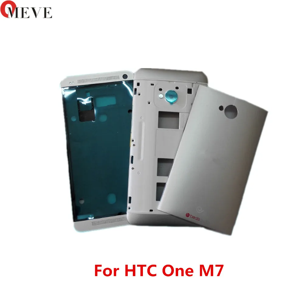 Original For HTC One M7 Middle Frame LCD Front Bezel Housing & Adhesive+ Battery Door Cover Case With Camera Lens | Мобильные