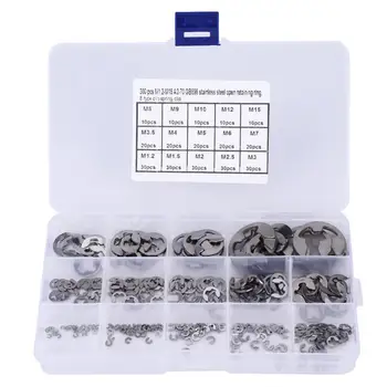 300 Pcs E Clip Set Stainless Steel E-Type Retaining Ring Circlip Assortment Kit M1.2~M15 seal ring HOT SALE
300 Pcs E Clip Set Stainless Steel E-Type Retaining Ring Circlip Assortment Kit M1.2~M15 seal ring HOT SALE