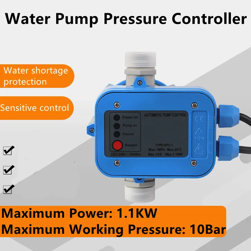Professional Automatic Water Pump Pressure Controller Electronic Switch Portable Auto Pressure Control Switch 10A 1.1KW 1Mpa 10B
Professional Automatic Water Pump Pressure Controller Electronic Switch Portable Auto Pressure Control Switch 10A 1.1KW 1Mpa 10B
