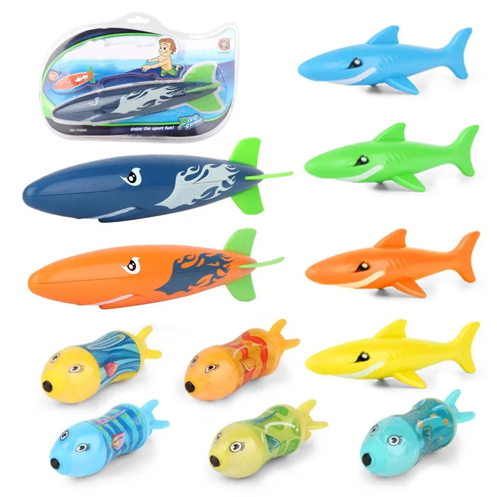 4 ピース セットゴムプールおもちゃサメ形水中ロケットダイビングスポーツのおもちゃスティック水楽しいプール素敵なおもちゃゲーム Gooum