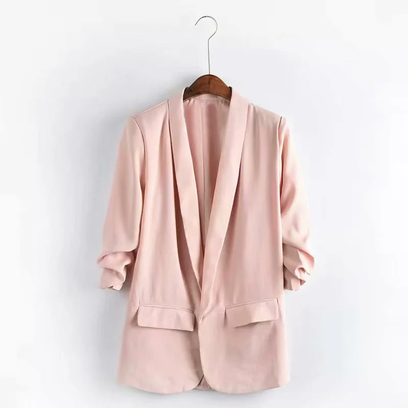 2019 Models in Europe And America Solid Color No Buckle zhe zhou xiu Suit Jacket Women's E-0316
2019 Models in Europe And America Solid Color No Buckle zhe zhou xiu Suit Jacket Women's E-0316