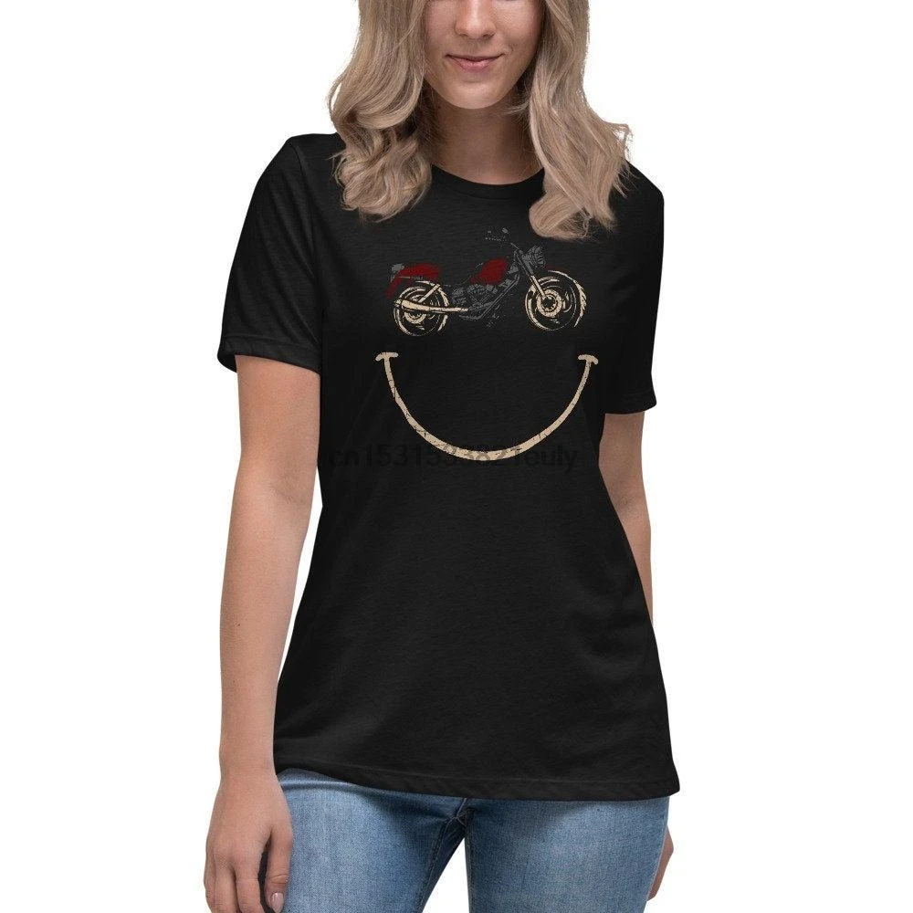 Футболка женская с надписью Happy Biker Smile шикарная Байкерская тенниска для езды на