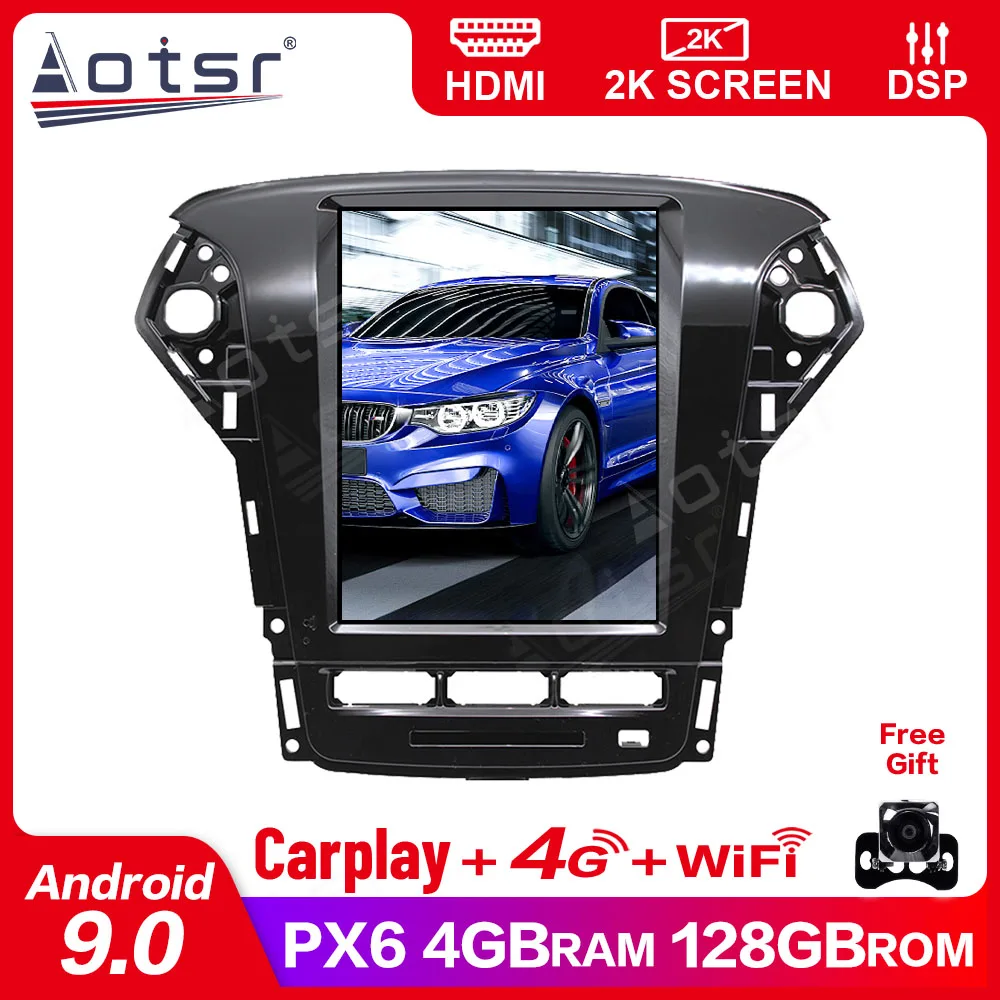 

PX6 Android 9.0 4+128G Tesla Style Vertical Screen GPS Navigation BT Car Multimedia Radio Player For Ford Mondeo MK4 2011-2013