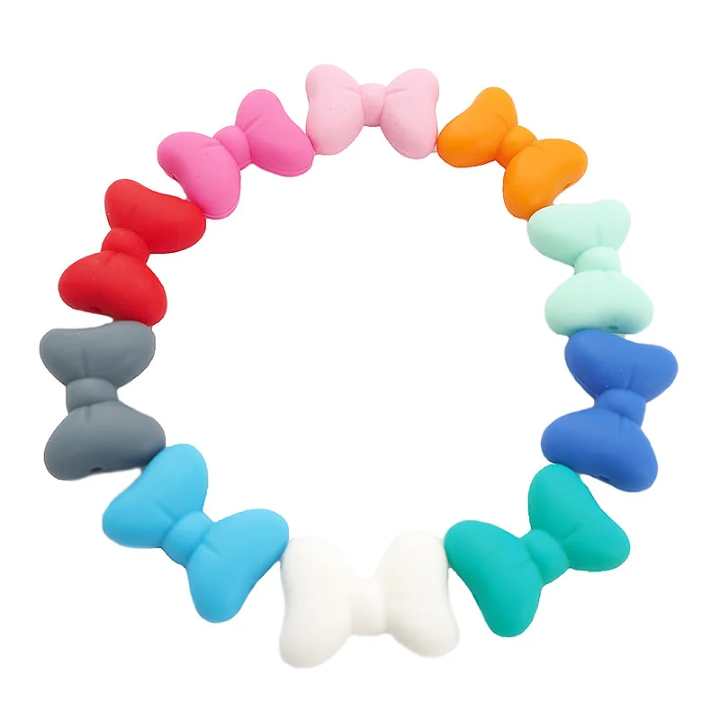 Chenkai 10PCS Bowknot Silicon Beads BPA Free Cute Silicone Pacifier For Infant DIY Baby Chewable Teething Making Jewelry Gift | Мать и