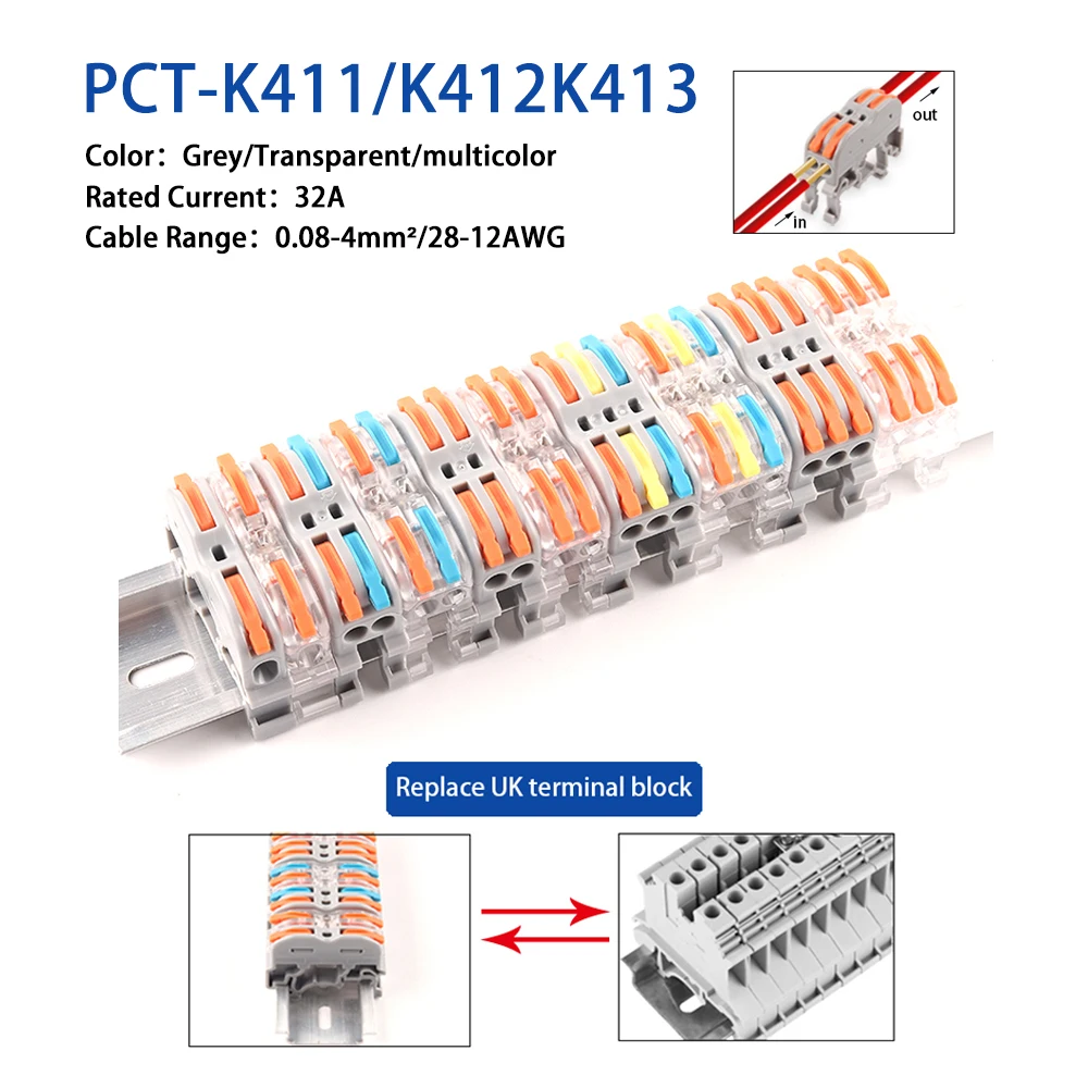 Din Rail Electric Cable Wire Connector PCT 222 223 Fast Universal Compact LED Light Lamp Conector Wiring Conductor Terminal
Din Rail Electric Cable Wire Connector PCT 222 223 Fast Universal Compact LED Light Lamp Conector Wiring Conductor Terminal
