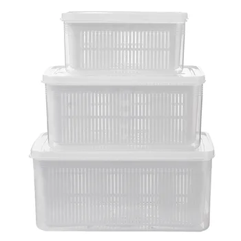 3Pcs Rectangular Plastic Double Tier Storage Box Household Refrigerator Fruit Vegetable Sealed Crisper Drain Storage Boxes
3Pcs Rectangular Plastic Double Tier Storage Box Household Refrigerator Fruit Vegetable Sealed Crisper Drain Storage Boxes