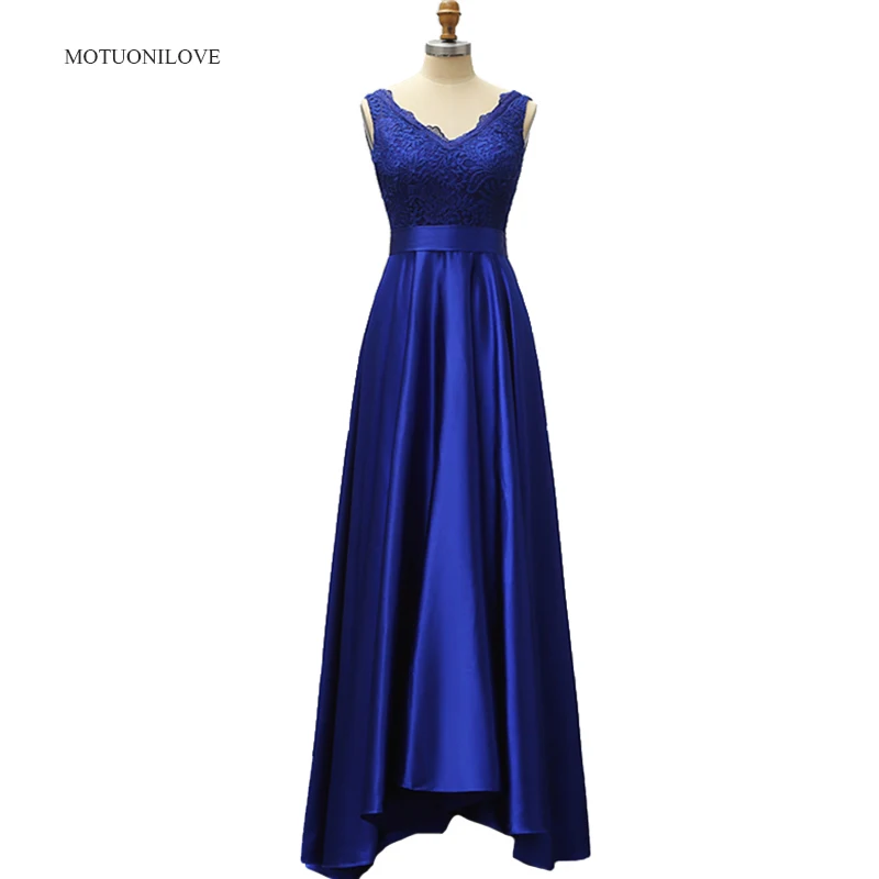 High Low Prom Dresses Double V Neck Lace Satin Short Front Long Back Evening Gowns Royal Blue Woman Formal Party Wear Dress 2019
High Low Prom Dresses Double V Neck Lace Satin Short Front Long Back Evening Gowns Royal Blue Woman Formal Party Wear Dress 2019