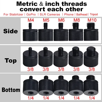 M8 Metric & 1/4 3/8 inch threads convert screw adapter for Tripod rod selfie stick Stabilizer Gopro SLR camera Phone Ballhead
M8 Metric & 1/4 3/8 inch threads convert screw adapter for Tripod rod selfie stick Stabilizer Gopro SLR camera Phone Ballhead