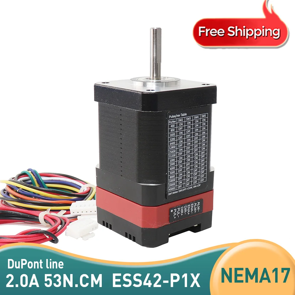 

Free Shipping Nema17 Integrated Servo Motor with Drive ESS42-P1X-48MM 0.53N.m 2.0A 48mm Stepper servo motor