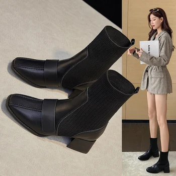 2020 new autumn British style thick heel Martin boots women's short boots wild net red stretch thin boots 
2020 new autumn British style thick heel Martin boots women's short boots wild net red stretch thin boots