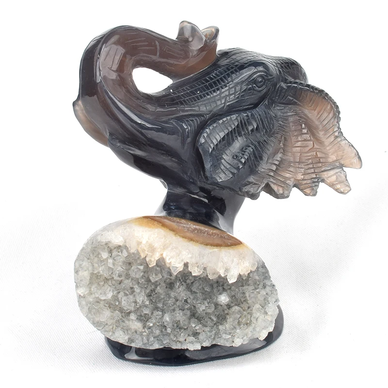 RSkull 5.9 Inch Natural Agate Elephant Crystal Head Animals Carved Statue Healing Realistic Sculpture Decoration Gift
RSkull 5.9 Inch Natural Agate Elephant Crystal Head Animals Carved Statue Healing Realistic Sculpture Decoration Gift