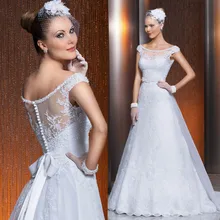 

Robe De Mariage 2018 Fashionable Cap Sleeve Beaded Lace Wedding Dresses A Line Bridal Gowns Sash Vestido De Noiva Renda