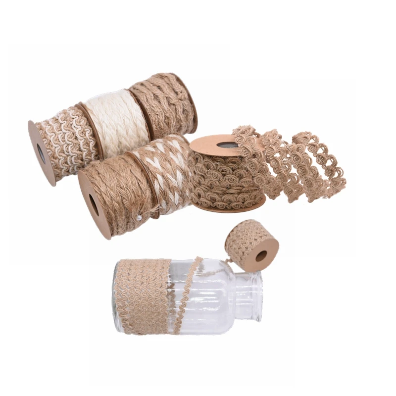 

5M Braid Hemp Lace Natural Linen Ribbon DIY Jute Rope Thread Scrapbooking Handmade Craft Material Gift Packing Wedding Decor