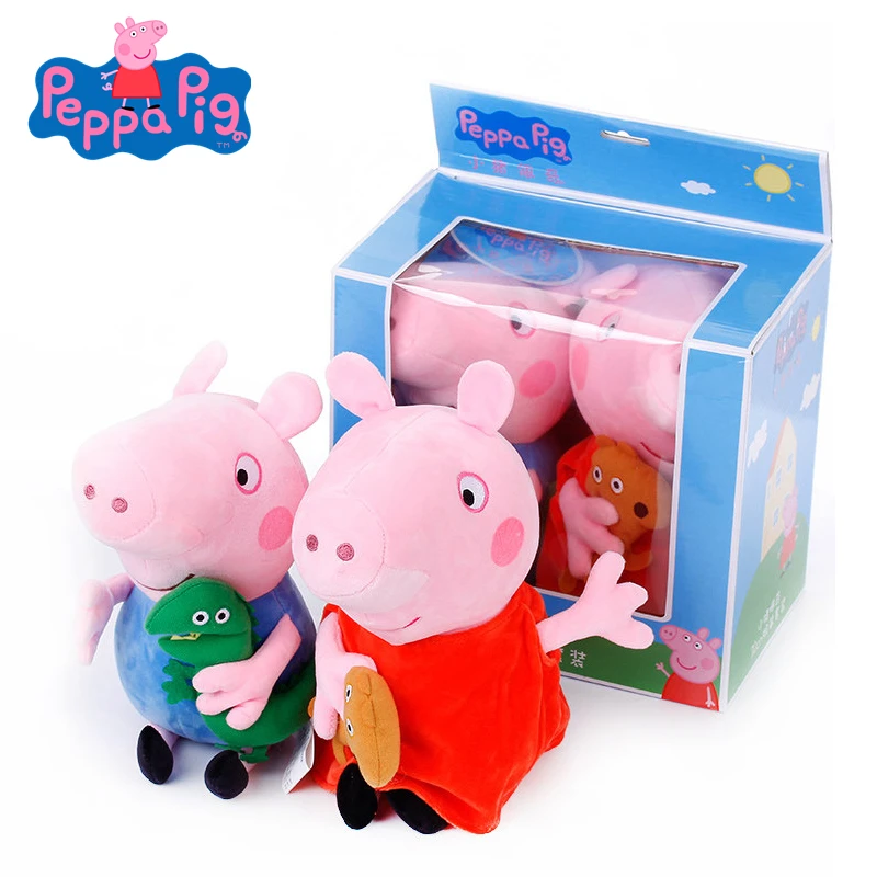 

19cm Peppa Pig Plush Stuffed Toys Peggy George and Pig Mom Dad Anime Action Figure Model Child Doll Birthday Gift for Kids