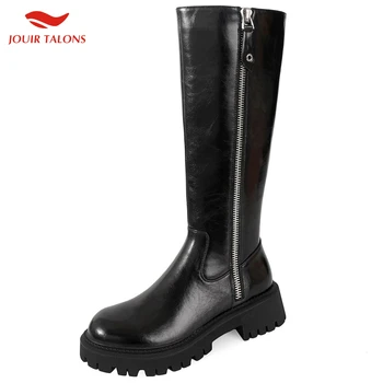JOUIR TALONS Top Quality Big Size 40 Cow Leather Platform Square Thick Heels Solid Zip Mid-calf Boots Autumn Winter 
JOUIR TALONS Top Quality Big Size 40 Cow Leather Platform Square Thick Heels Solid Zip Mid-calf Boots Autumn Winter