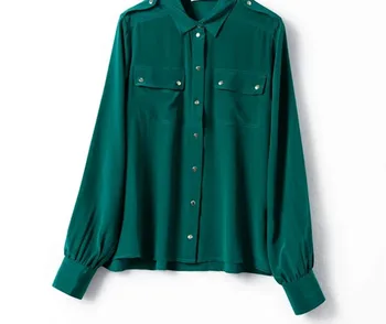 Three Colors Women 100% Silk Blouse Long Sleeve Single-breasted Ladies OL Office Shirt Double Pockets Blouses And Top 2020 New
Three Colors Women 100% Silk Blouse Long Sleeve Single-breasted Ladies OL Office Shirt Double Pockets Blouses And Top 2020 New